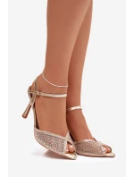 Dámské sandály na jehlovém podpatku s zlatým zdobením Peloria