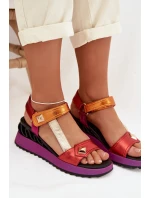 Kožené dámské sandály na platformě D&A CR61-3078 Multikolor