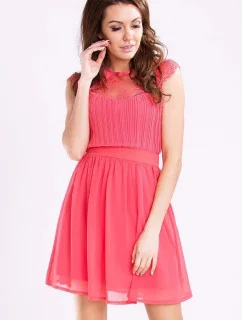 Dámske spoločenské šaty s rozšírenou sukňou EMAMODA malinové - Malinová / L - YNS