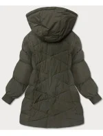 Dámska zimná bunda nadrozmernej veľkosti v khaki farbe (736art)