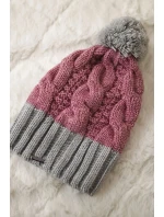 Paris fleecová čiapka K212 tmavo ružová+sivá
