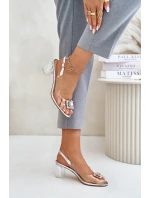 Transparentne Sandały Z Broszką Na Słupku D&A MR42-031 Srebrne