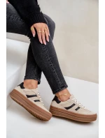 Zazoo N1176 Zamszowe Sneakersy Na Platformie Beżowe