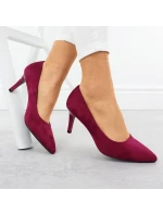 Dámske semišové lodičky na podpätku vo fuchsiovej farbe Sergio Leone 1336