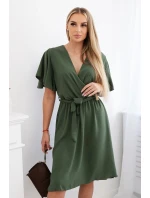 Šaty s vrstveným výstrihom khaki Šaty s vrstveným výstrihom khaki