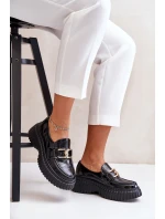 Zazoo 20176 Lakierowane Półbuty Mokasyny Damskie Ze Skóry Naturalnej Czarne