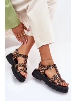 Sandały Damskie Eko Skórzane Z Klamrami Panterka Jeneliena