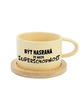 Byť naštvaný je moja nadprirodzená vlastnosť - žltý hrnček s makrónkou 200 ml Byť naštvaný je moja nadprirodzená vlastnosť - žltý hrnček s makrónkou 200 ml