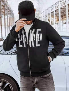 Pánska mikina na zips s potlačou čierna FashionStreet BX5413