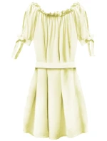 Žltá dámska tunika v španielskom štýle s pásikom (279ART)