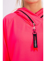 Tunika na zips s kapucňou Oversize pink neón