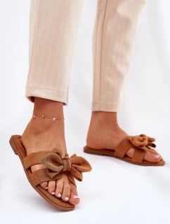 Płaskie Klapki Damskie Z Kokardką Camel Tobin
