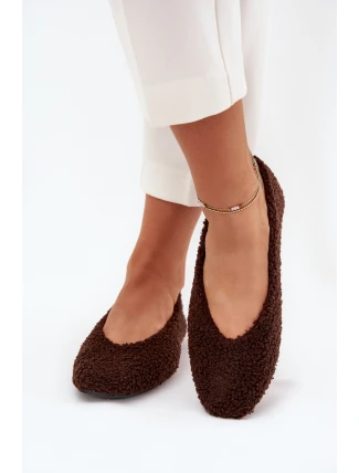 Baleriny Damskie Z Futerkiem Typu Baranek Czekoladowe Zimira