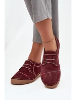 Skórzane Półbuty Damskie Z Przeszyciami Artiker 57C2111 Bordowe