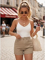 Dámske džínsové šortky v kamelovej farbe FashionStreet SY0553