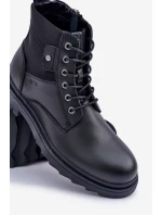 Skórzane Ocieplane Trapery Botki Męskie Big Star OO174166 Czarne