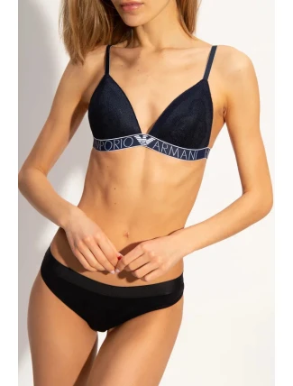 Čipkovaná vystužená podprsenka 164298 1P216 00135 námornícka modrá - Emporio Armani