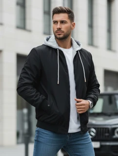 Pánska bunda bomber s kapucňou čierna FashionStreet TX5021