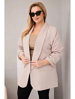 Dámske sako nadrozmernej veľkosti Elegantná tmavá béžová Dámske sako nadrozmernej veľkosti Elegantná tmavá béžová