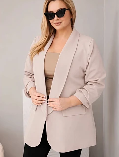 Dámske sako nadrozmernej veľkosti Elegantná tmavá béžová