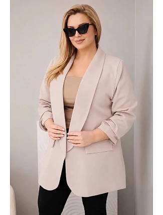 Dámske sako nadrozmernej veľkosti Elegantná tmavá béžová Dámske sako nadrozmernej veľkosti Elegantná tmavá béžová