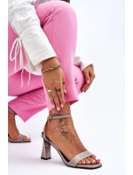 Lakierowane Sandały Na Obcasie Szare Owen