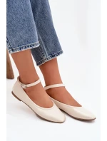 Dámské baleríny s páskem a sponou béžové Janelor