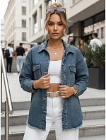 Dámska džínsová košeľová bunda modrá FashionStreet TY5683