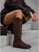 Dámske kovbojské topánky s priesvitným vzorom, hnedé, FashionStreet ZY1467 Dámske kovbojské topánky s priesvitným vzorom, hnedé, FashionStreet ZY1467