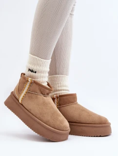 Śniegowce Na Platformie Ze Wzorem Jasnobrązowe Udra