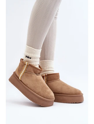 Śniegowce Na Platformie Ze Wzorem Jasnobrązowe Udra