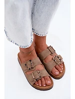 Dámské pantofle Khaki s přezkami Lee Cooper LCW-26-35-4451L