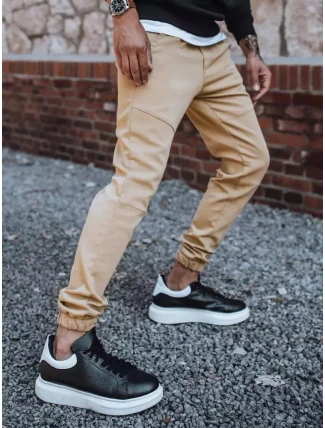 Pánske tepláky jogger béžové FashionStreet UX3301 Pánske tepláky jogger béžové FashionStreet UX3301