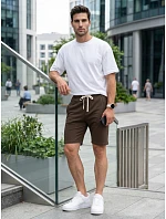 Pánske teplákové šortky so šnúrkou, hnedé, FashionStreet SX2628 Pánske teplákové šortky so šnúrkou, hnedé, FashionStreet SX2628