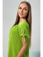 Šaty s viazaním na rukávoch pistáciovej farby Šaty s viazaním na rukávoch pistáciovej farby