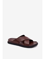 Pánske kožené papuče Big Star TT174218 Dark brown