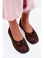 Kožené Semišové Dámské Polobotky Zazoo 379 Čokoládové