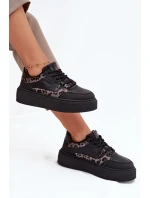 Damskie Sneakersy Na Platformie Big Star SS274358 Panterka Czarne