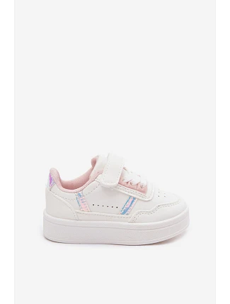 Detské tenisky Športová obuv na suchý zips White-Pink Malva