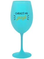 CHRASTÍ MI JAZYK - tyrkysová sklenice na víno 350 ml