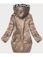 Béžová dámska lesklá bunda (B8015-12)