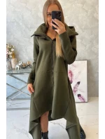Zateplené šaty s dlhšími bokmi khaki