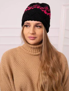 Dámska čiapka Kira K374 black+pink