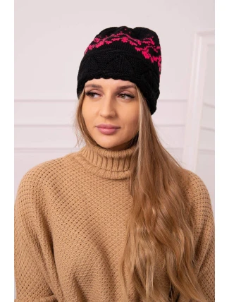 Dámska čiapka Kira K374 black+pink