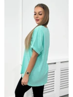 Bavlnená blúzka s vreckom mint