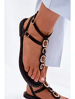 Dámské žabky s plochou podrážkou s ozdobami Černé Dorena