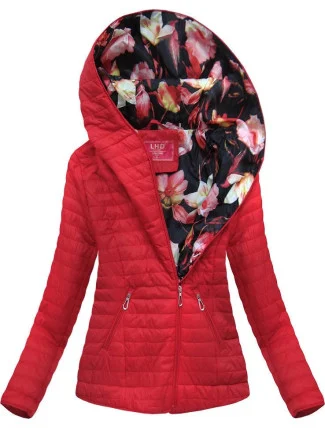 Červená bunda s asymetrickým zipsom (DL015)