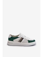 Sneakersy Skórzane Damskie D&A LR110 Zielono-Białe Sneakersy Skórzane Damskie D&A LR110 Zielono-Białe