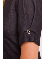 M842 Džínsové šaty so záhybmi - grafitové