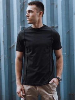 Pánske bavlnené základné čierne tričko FashionStreet RX5521